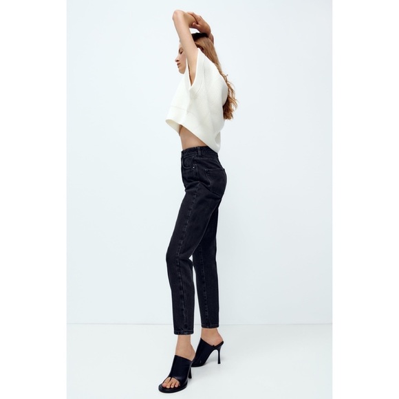 Zara Z1975 Mom Fit High Rise Black Jeans Size US 4 - Picture 2 of 9